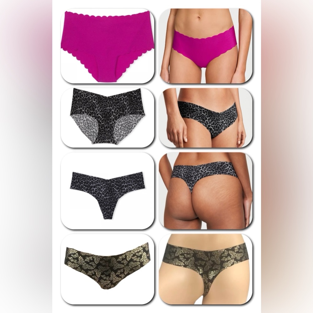 VS PINK 4pk Seamless No-show (2)Thong & (2)Hip Hugger Panty Size S Never Opened